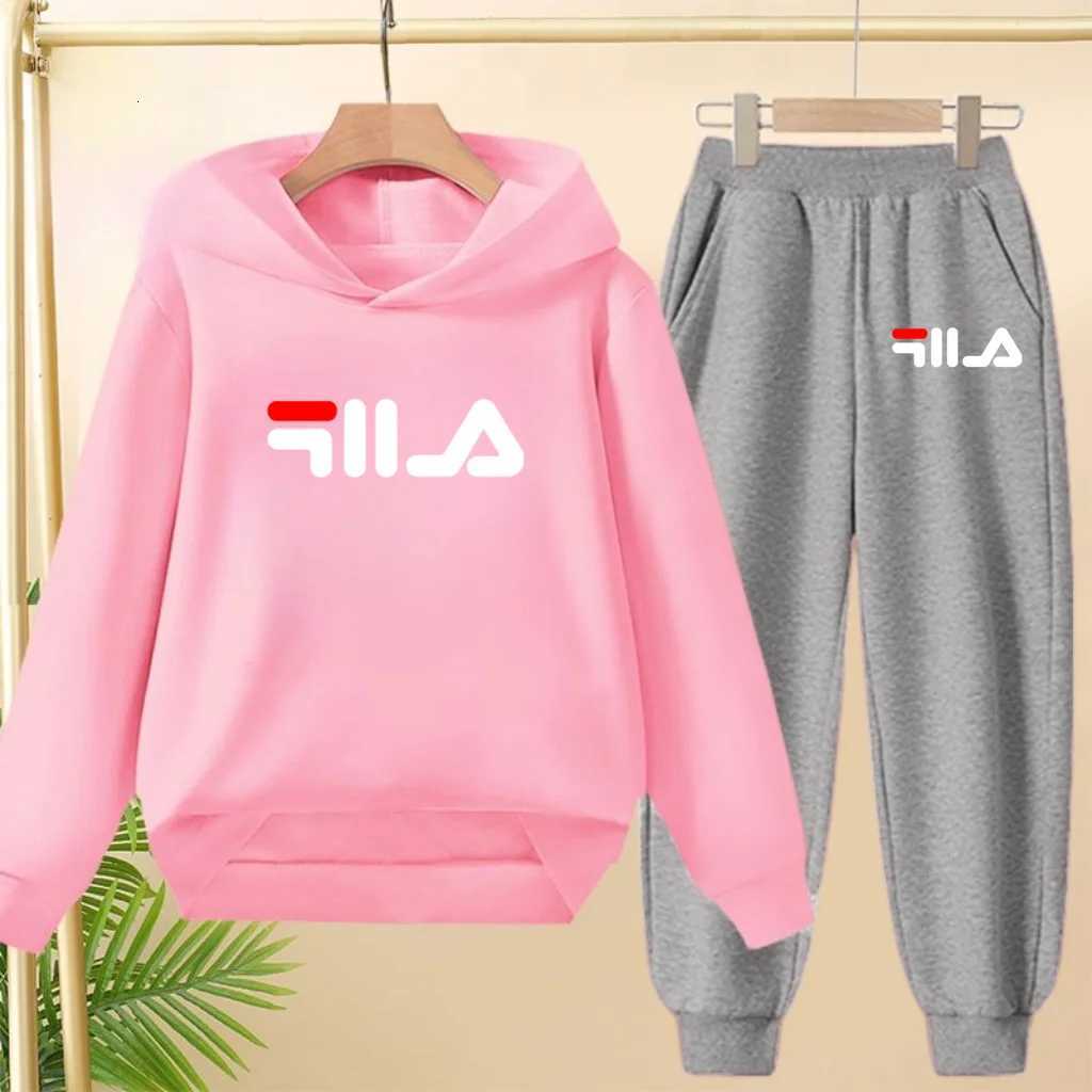 Kids' Printed Hoodie & Pants Set Cozy Autumn/Winter Sportswear for Boys & Girls (3-12 Years)T260212