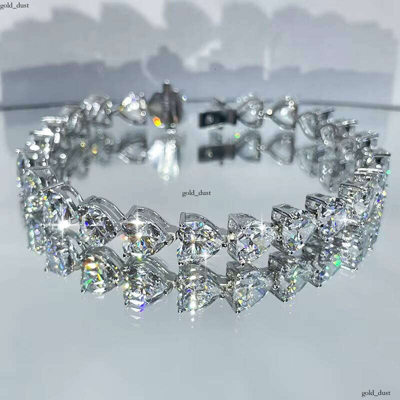 Wholesale Cut Bracelet 925 Sterling Silver Cubic 5A VVS Moissanite Heart-shaped Tennis Chain Women's Gift