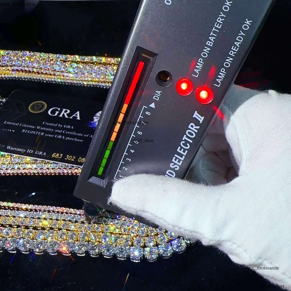 Custom hip hop Jewelry necklace 2mm 3mm Sterling Sier hiphop chain VVS Moissanite Tennis Chain