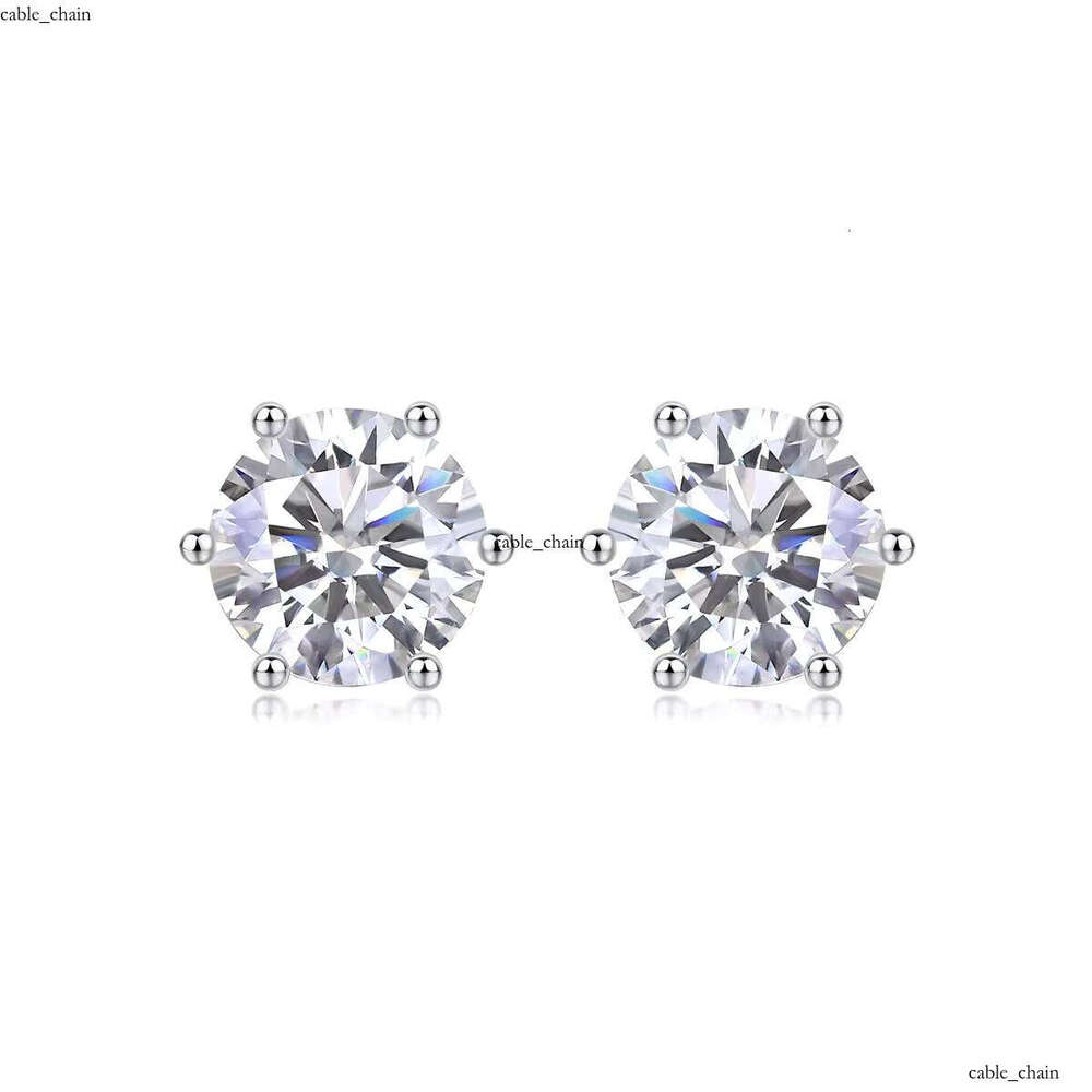 VVS Moissanite Wholesale Women's 925 Sterling Silver GRA Certified VVS 1CT D Fashion French Sandstone Jewelry Stud Earrings