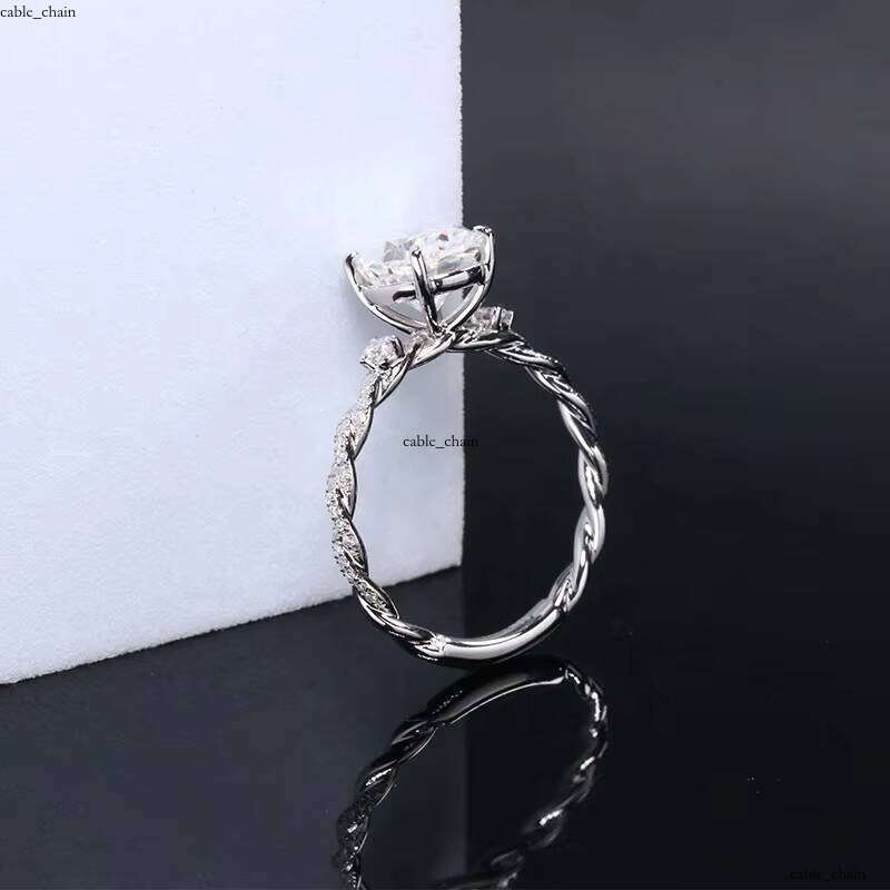 Premium Jewelry Ultra White D VVS Two CT 7x 9mm Oval Cut Carbon Silicon Stone VVS Moissanite 14k Pure Gold Ring