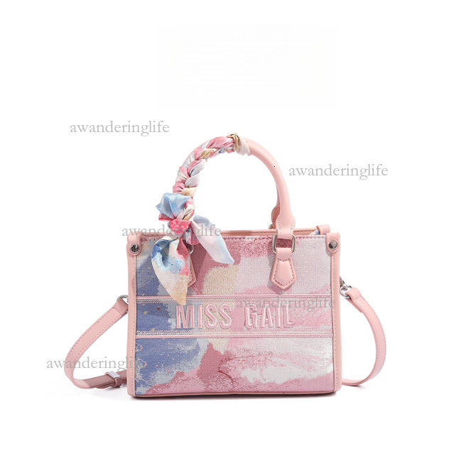 2026 Advanced Luxury Texture Letter Embroidered Handbag Fashion Small Square Bag Women's New Denim Splicing Single Shoulder Crossbody Bag Shoppin