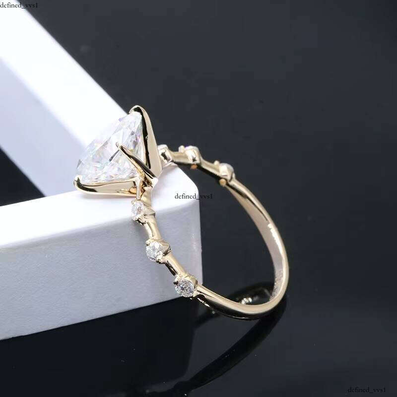 VVS Moissanite Free Shipping fashion Jewelry 7x 9mm 2ct Oval Shape Silicon Stone Engagement 14k Solid Gold Ring