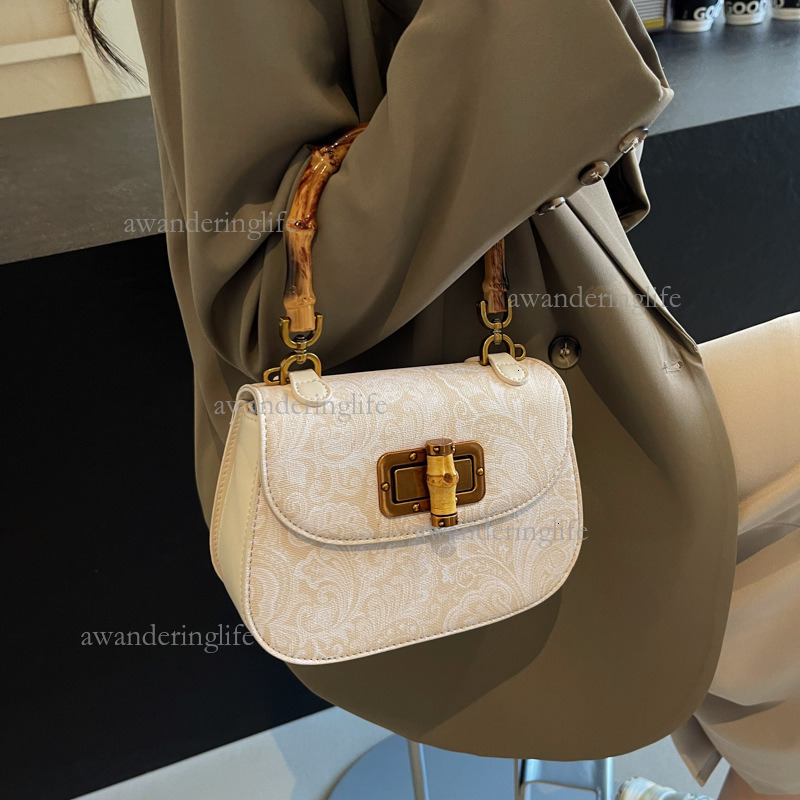 2026 Chinese Style Luxury Bamboo Women's Handbag Fashion Simple Printed Mini Commuting Shoulder Crossbody Bag Commuting Shopping Bag Makeup Bag E