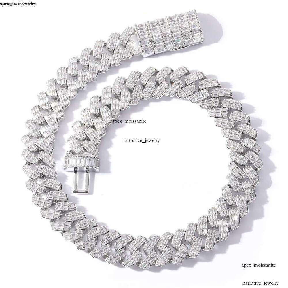 moissanite iced out cuban k chain Hip Hop Fine Jewelry Baguette Dia Men Necklace Sterg Sier Fully Vvs Moissanite designer jewelry 4a