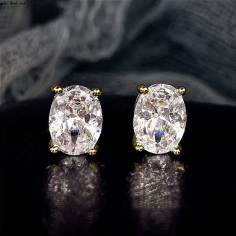 Choucong Drop Ship Top Sell Stud Earrings Moissanite Solitaire Simple Fashion Jewelry 925 Sterling Silver Gold Fill Women Wedding Oval Diamond Earring