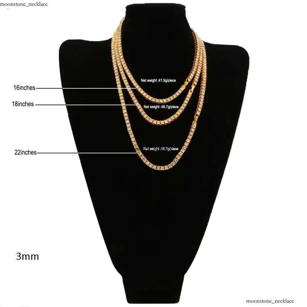 3mm Hiphop VVS Moissanite Alloy Material Electroplated Rose Gold Tennis Chain