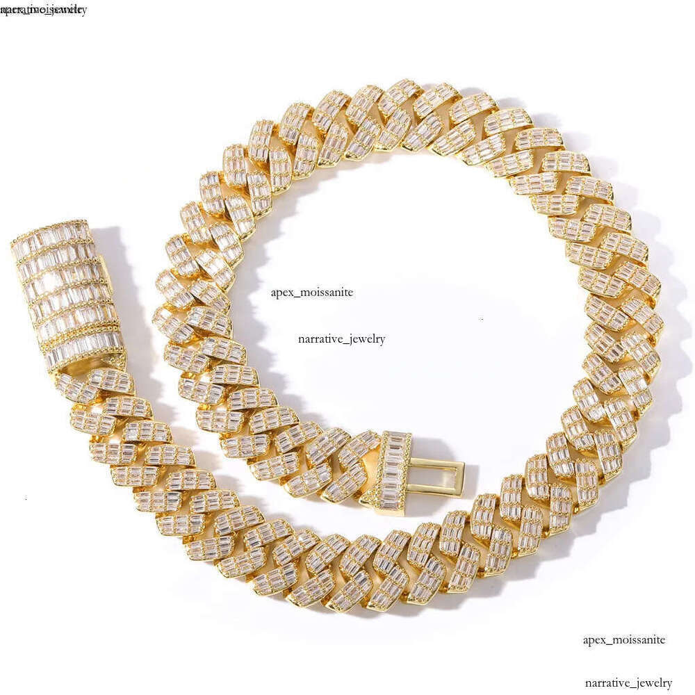 moissanite iced out cuban k chain Hip Hop Fine Jewelry Baguette Dia Men Necklace Sterg Sier Fully Vvs Moissanite designer jewelry 4a