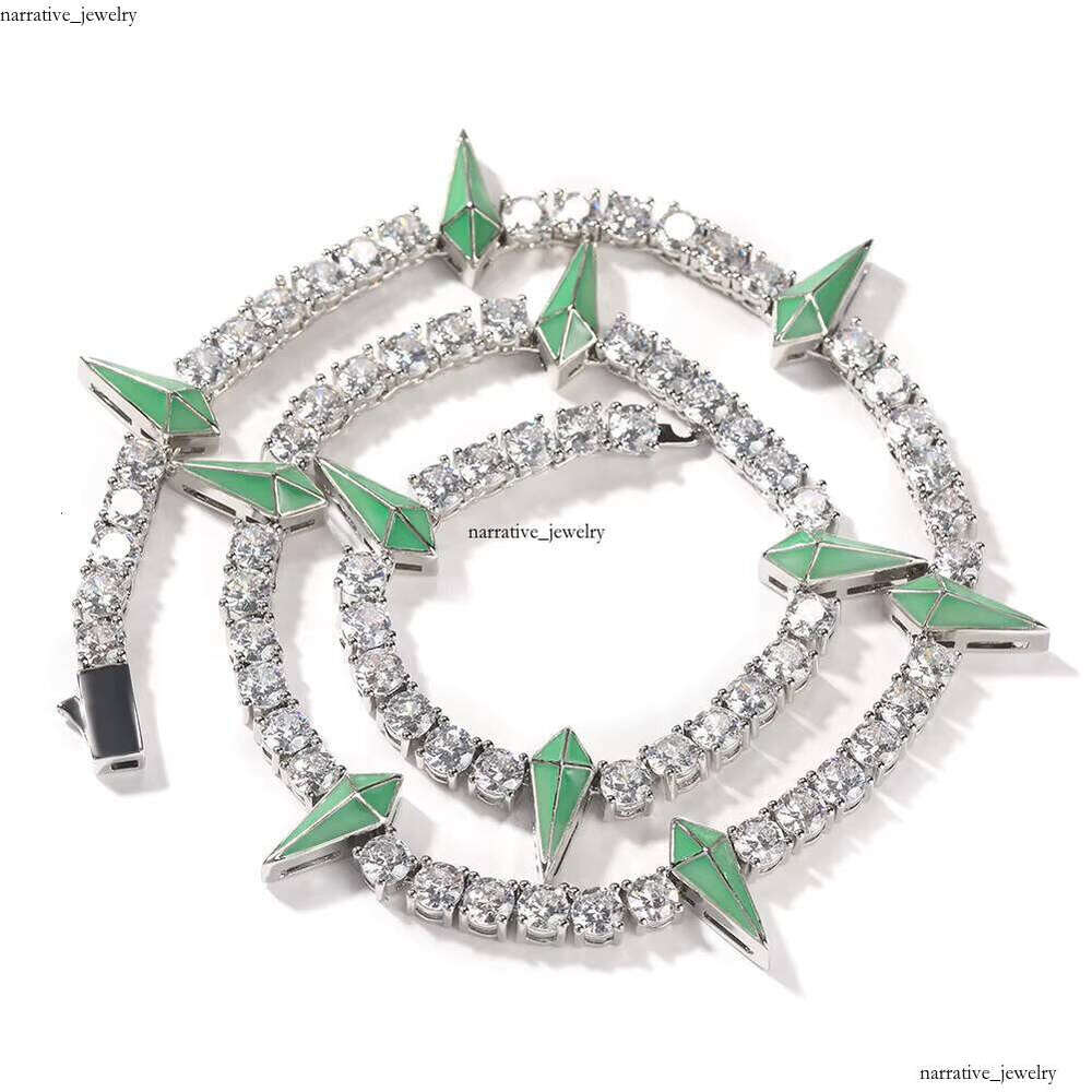 DY Hip-Hop Black Panther Style VVS Moissanite Wolf Tooth Necklace Straight Pull Spring Clasp Tennis Chain