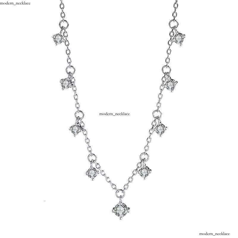 S925 Sterling Silver Diaspore Necklace Vintage High-end Sense Bright Star Collarbone Chain Girlfriend Birthday Gift