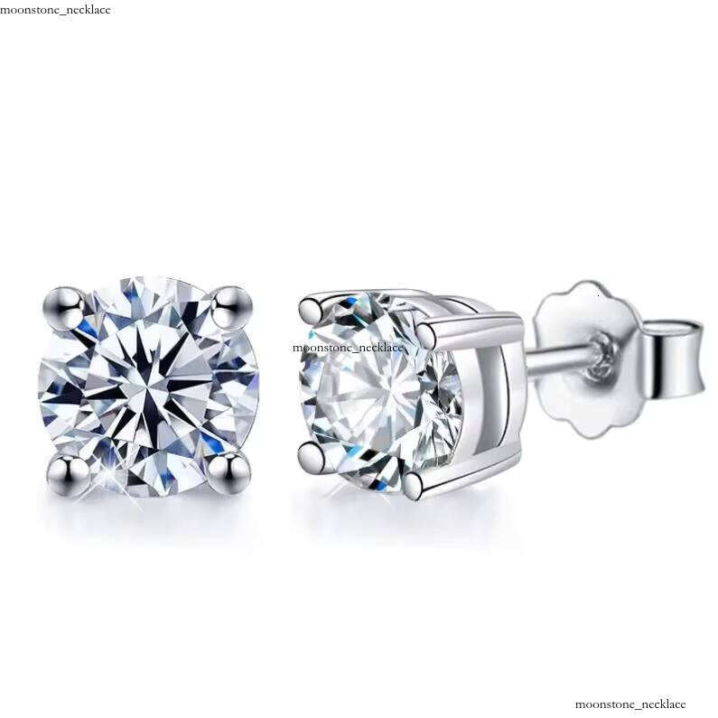 VVS Moissanite GRA Certified White Carbonite Men's Earrings 925 Sterling Silver 18k Gold Plated 0.5 1 CT Women's Wedding Jewelry