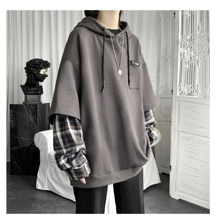2026 New Designers' Fashion Luxury Brand Autumn Men's Checkered Hooded Outdoor Sport Shirt Hong Kong Trendy Style Hip Hop Style Double-piece