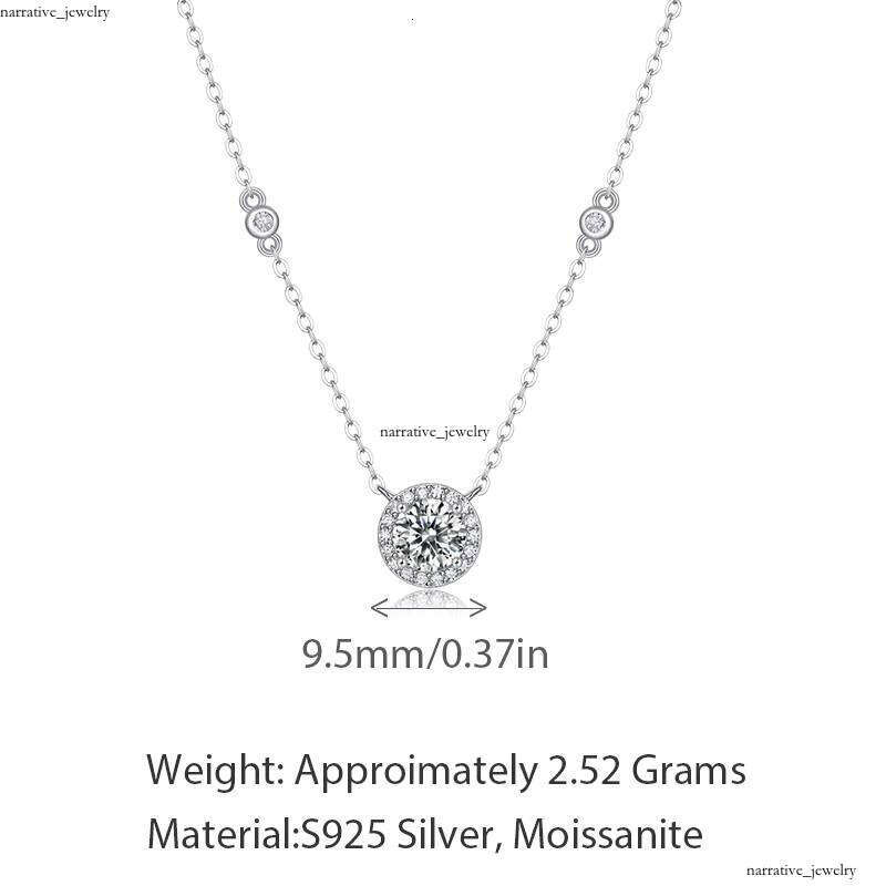 Fashion Boutique Jewelry VVS Moissanite 1ct Grade Silicon Rhodium Plated Pendant S925 Sterling Silver Charm Chain Necklace