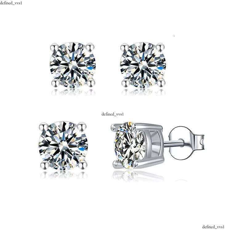 fashionable and Minimalist 925 Sterling Silver VVS Moissanite 6.5mm 1 CT Earrings for Women