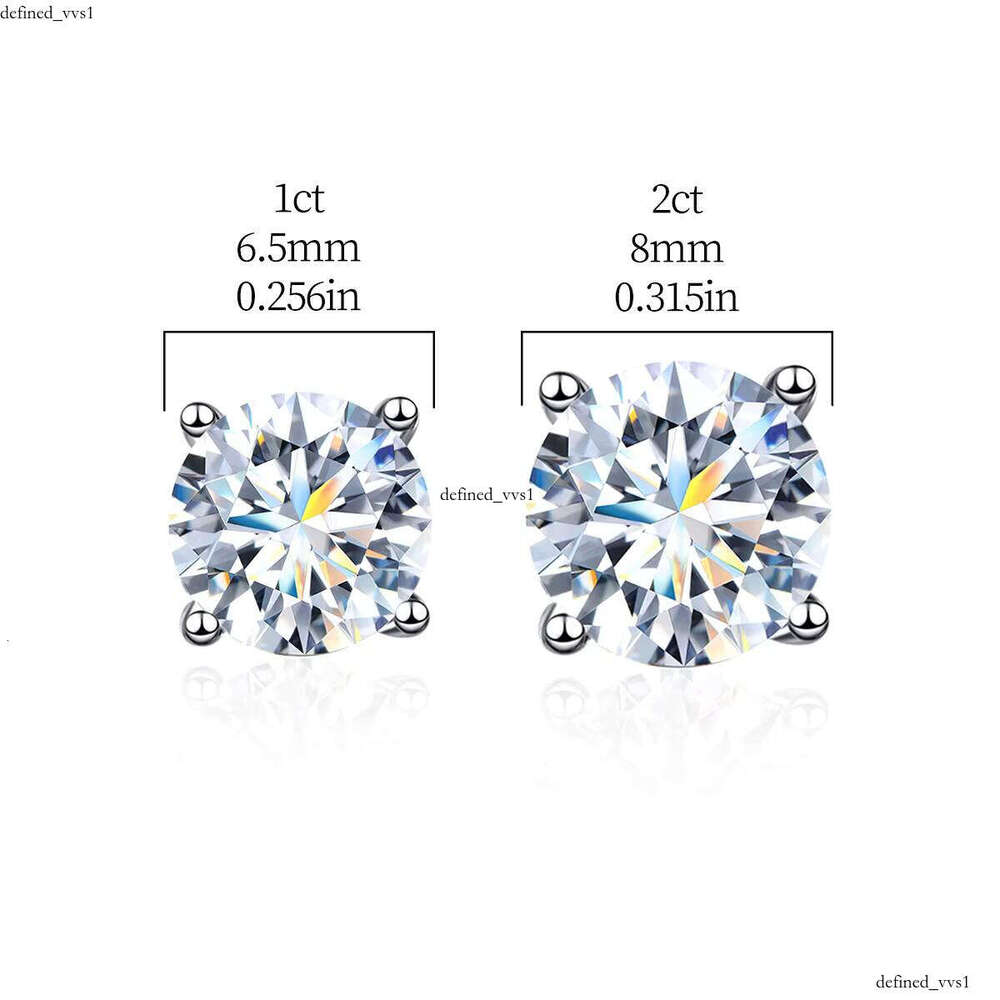 Exquisite Luxury 925 Silver 1CT Genuine Silicon VVS Moissanite Four-Prong Twist Bead Earrings Fashion Party Engagement