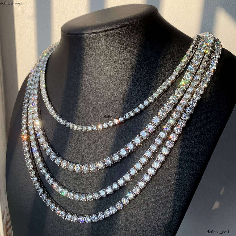 Hot Selling VVS Moissanites Diamond S925 Sterling Silver 4mm 20inches Necklace Moissanite Tennis Chain