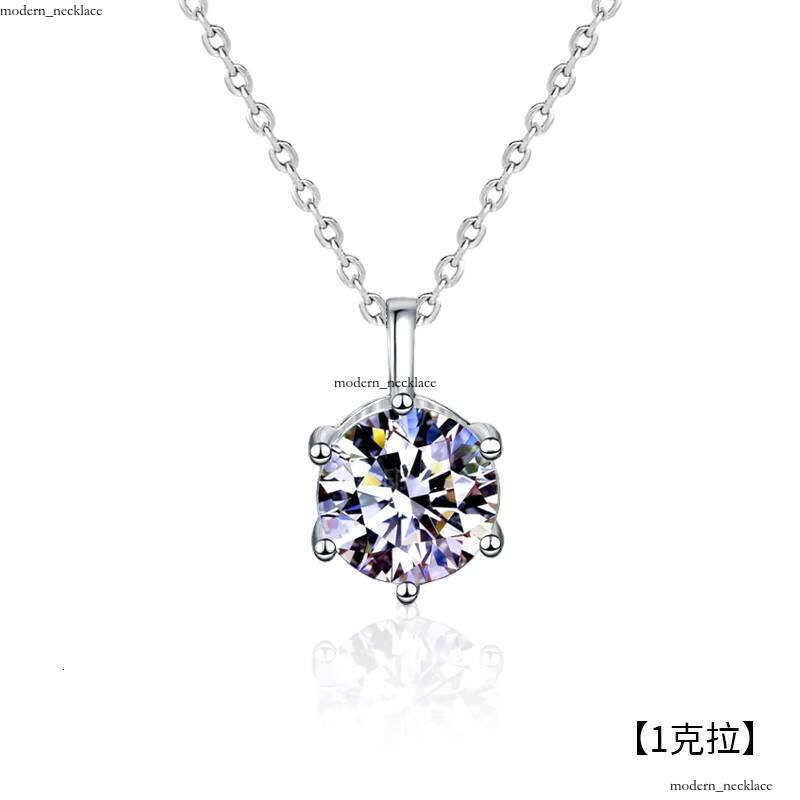 XMZ004 925 Sterling Silver Luxury Romantic 1/2CT Silicon Stone Wedding Pendant Necklace Classic Women's Fine Jewelry
