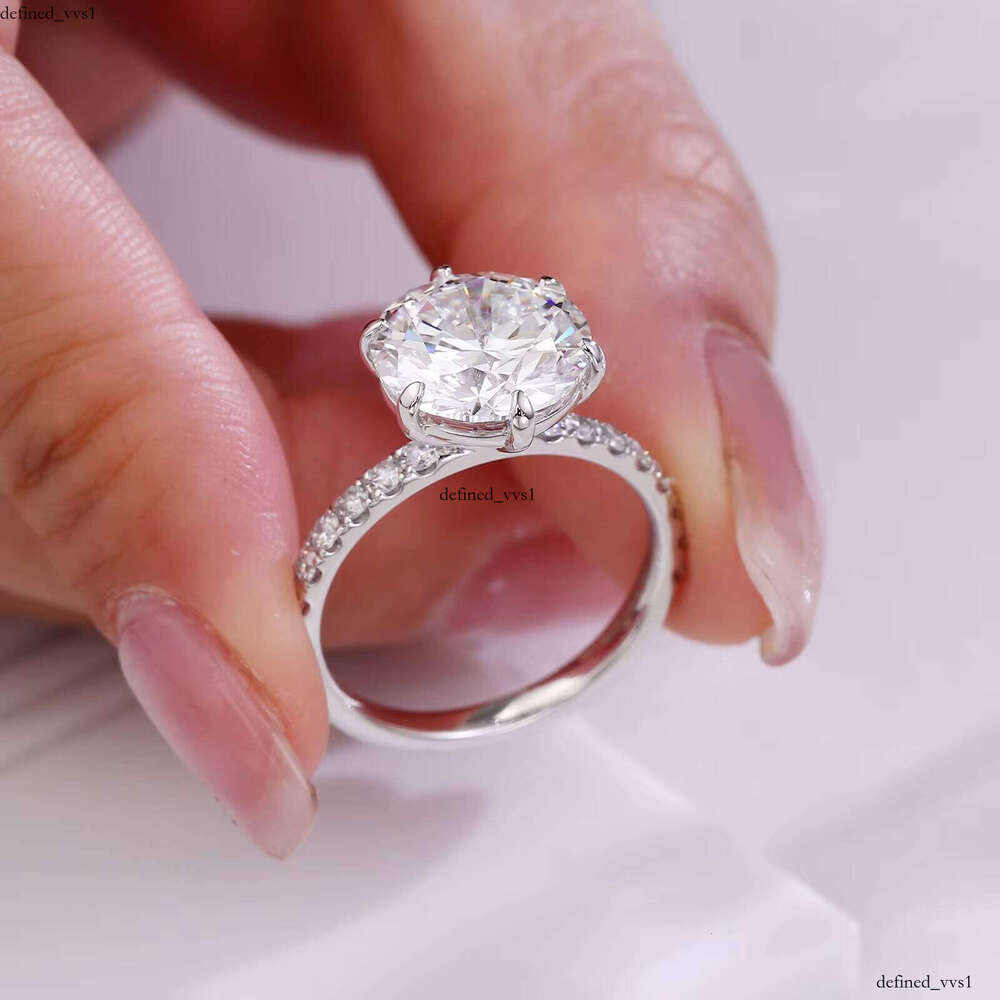 Lab-Grown VVS Moissanite 6-Prong 925 Sterling Silver Exquisite Classic Wedding Ring Anniversary Gift Couple Daily Wear