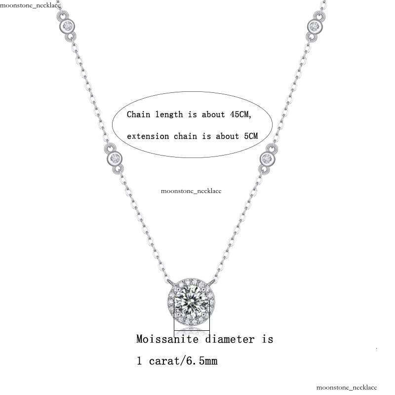 1 CT VVS Moissanite Necklace for Women 925 Sterling Silver Starry Sky Pendant Fashionable Exquisite Gentle Style Valentine's Day