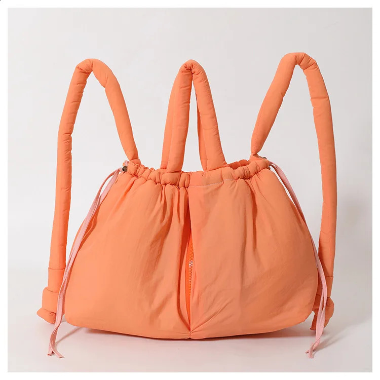 Casual nylon padded tote bag soft puffer women shoulder crossbody bags Simple Vintage large capacity handbags 260306