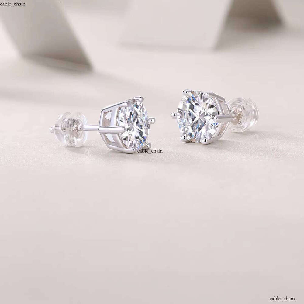 VVS Moissanite Wholesale Women's 925 Sterling Silver GRA Certified VVS 1CT D Fashion French Sandstone Jewelry Stud Earrings
