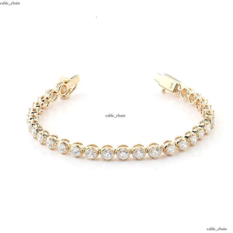 Premium Jewelry 14k Gold Inlaid Frame Tennis 3.5-4mm Lab-Grown VVS Moissanite Bracelet Women's Wedding Gift