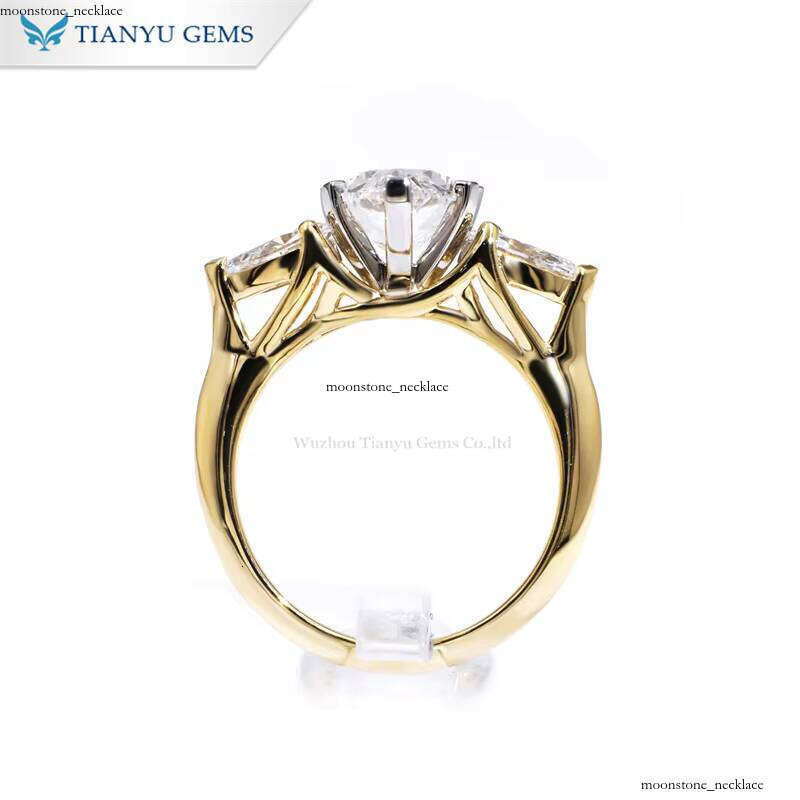 Tianyu Gemstone Custom Marquise 2ct VS1 Pear Cut 4*6mm Lab VVS Moissanite 18k and White Gold Engagement Ring