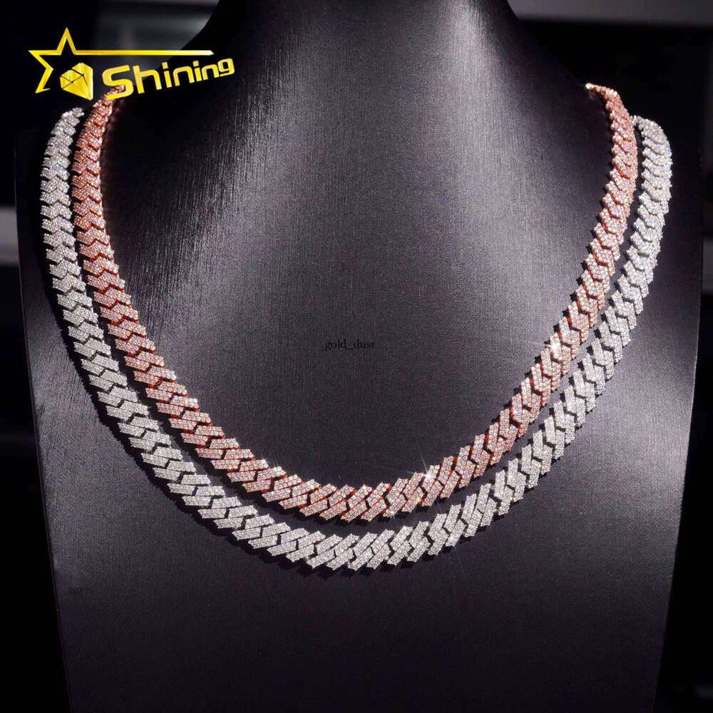 Special Offer Pass Diamond Tester Hip-Hop Jewelry 10mm 2 Rows 925 Sterling Silver Iced Out VVS Moissanite Cuban Chain Men's Necklace