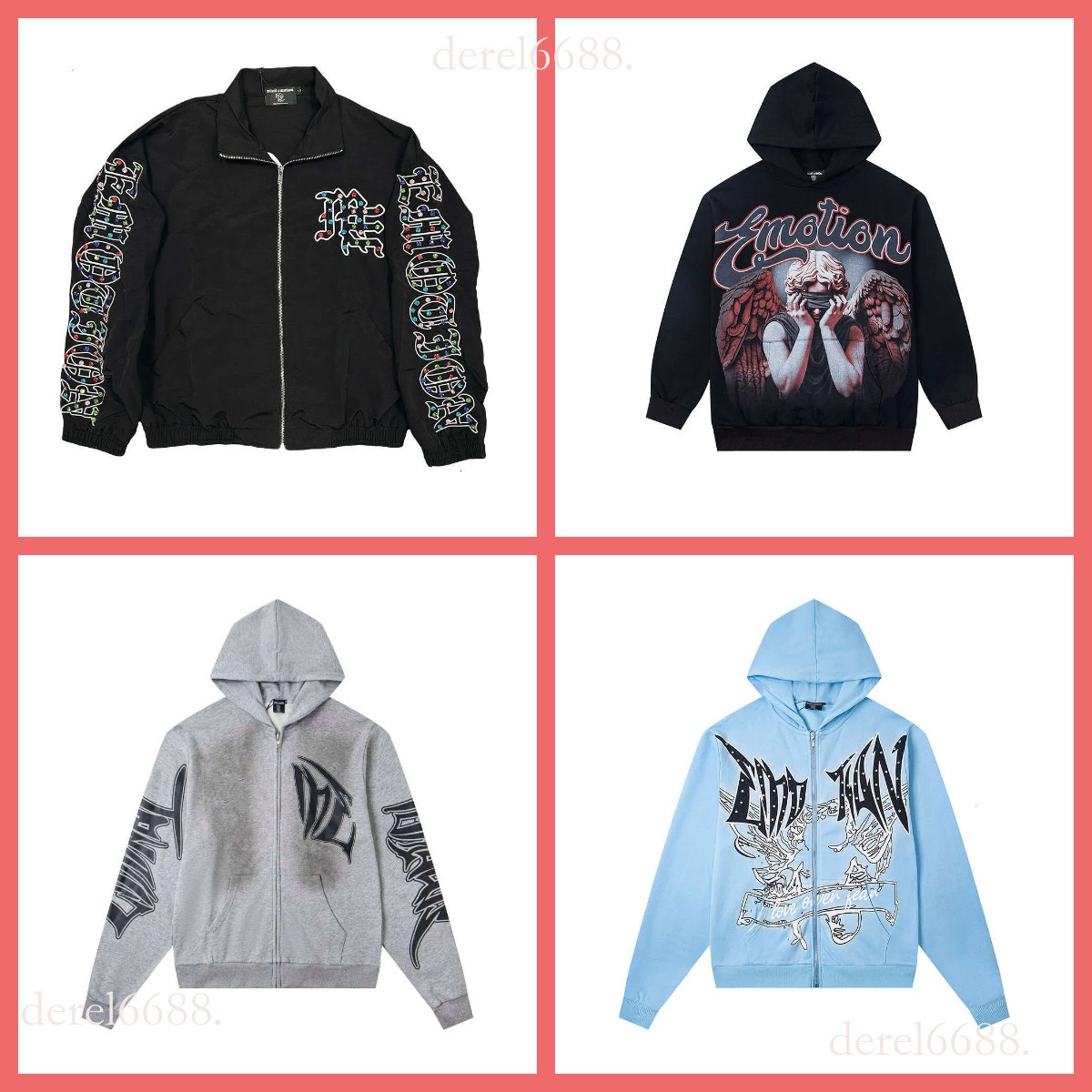 Mixed Emotions Hoodie Zip Up Hood Jacket Harajuku Y2k Clothes Mens Gothic Punk Print Graphic Hoodies Designer Mixedemotion Angels Sweatshirt Cardigan Coat 354