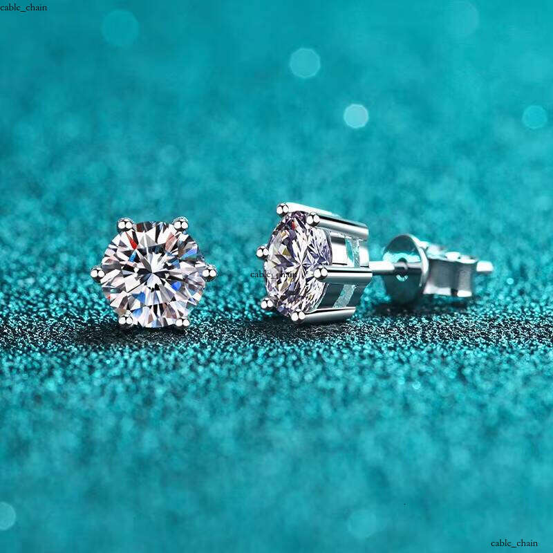 925 Sterling Silver Charming fashion Six Claw VVS Moissanite Earrings