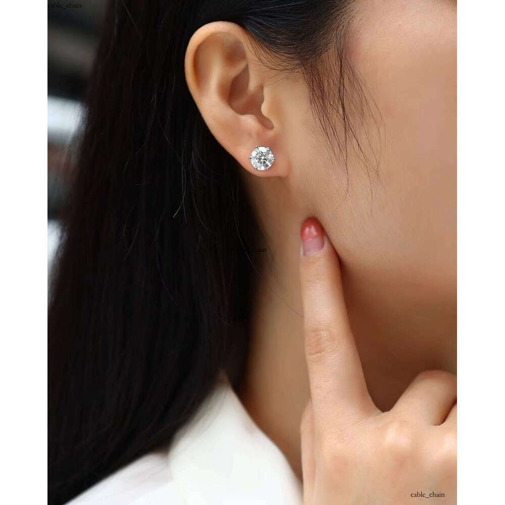 VVS Moissanite Wholesale Women's 925 Sterling Silver GRA Certified VVS 1CT D Fashion French Sandstone Jewelry Stud Earrings