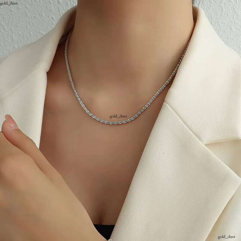 VVS Moissanite Sterling Silver Glitter Women's Long Chain Necklace