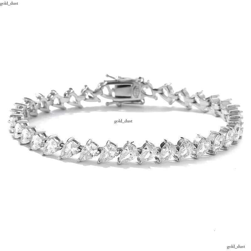 925 Sterling Silver Iced Out 5A VVS Moissanite Pear Shape Teardrop Spessartine Women Tennis Bracelet