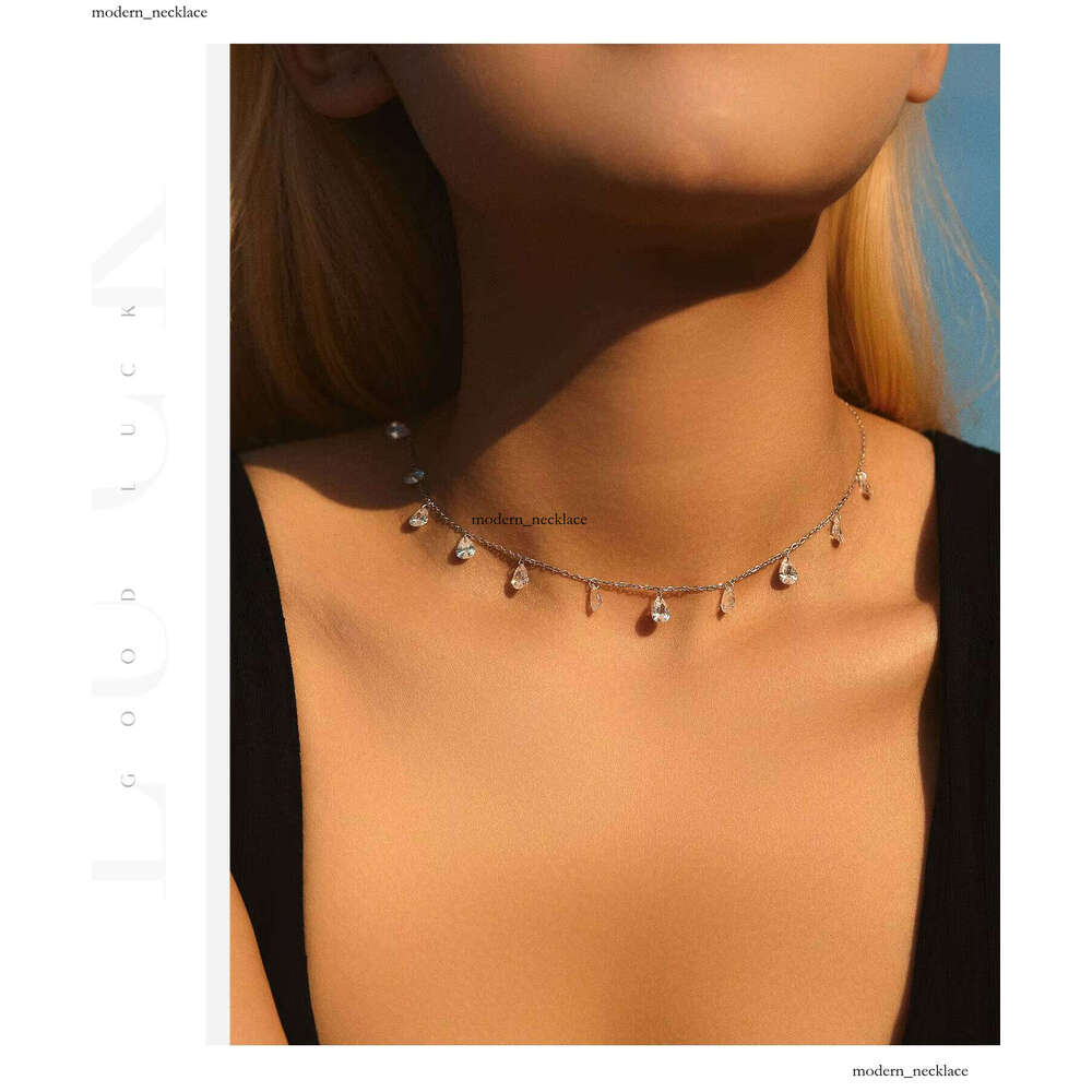 Delivery 925 Sterling Silver VVS Moissaniteia VVS Moissanite Water Drop Pendant Short Full Set Clavicle Chain Boutique Jewelry Necklace