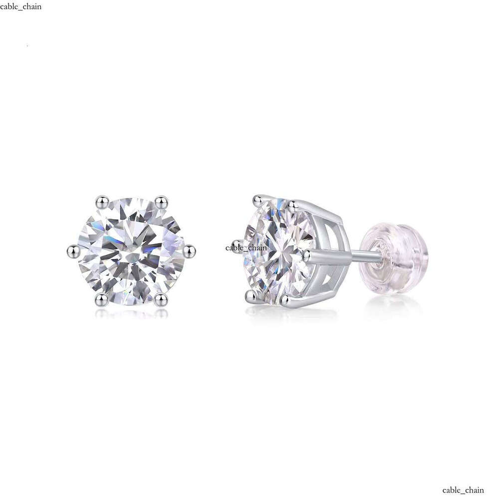 VVS Moissanite Wholesale Women's 925 Sterling Silver GRA Certified VVS 1CT D Fashion French Sandstone Jewelry Stud Earrings