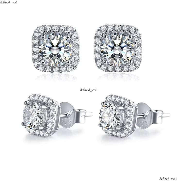fashionable and Minimalist 925 Sterling Silver VVS Moissanite 6.5mm 1 CT Earrings for Women