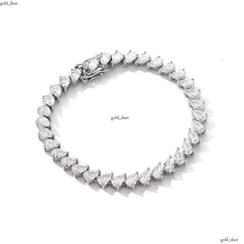 925 Sterling Silver Iced Out 5A VVS Moissanite Pear Shape Teardrop Spessartine Women Tennis Bracelet