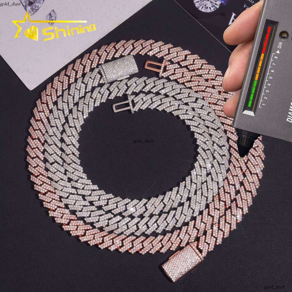Special Offer Pass Diamond Tester Hip-Hop Jewelry 10mm 2 Rows 925 Sterling Silver Iced Out VVS Moissanite Cuban Chain Men's Necklace