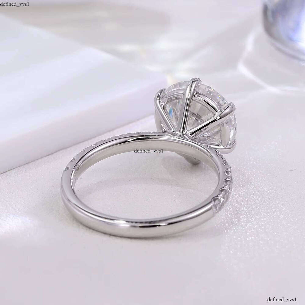 Lab-Grown VVS Moissanite 6-Prong 925 Sterling Silver Exquisite Classic Wedding Ring Anniversary Gift Couple Daily Wear
