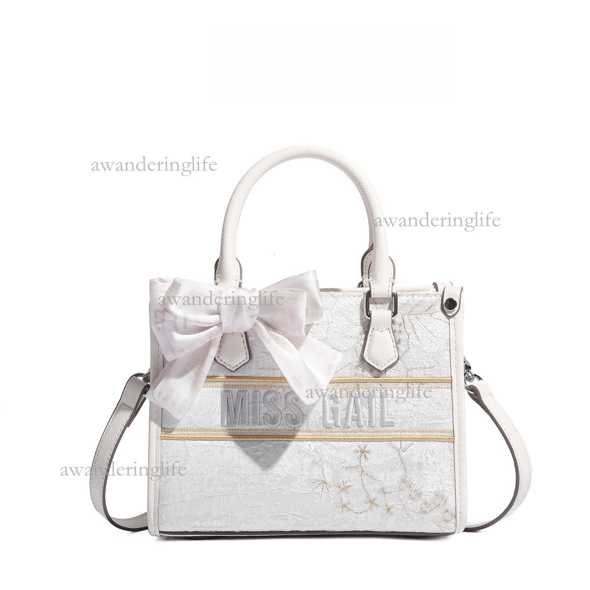 2026 Advanced Luxury Texture Letter Embroidered Handbag Fashion Small Square Bag Women's New Denim Splicing Single Shoulder Crossbody Bag Shoppin