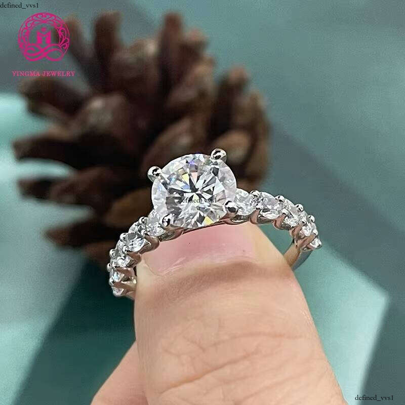 Light Luxury 4-Prong Women's Jewelry GRA Certificate Round 2 CT Genuine White Gold 18K 14K VVS Moissanite Engagement Wedding Ring