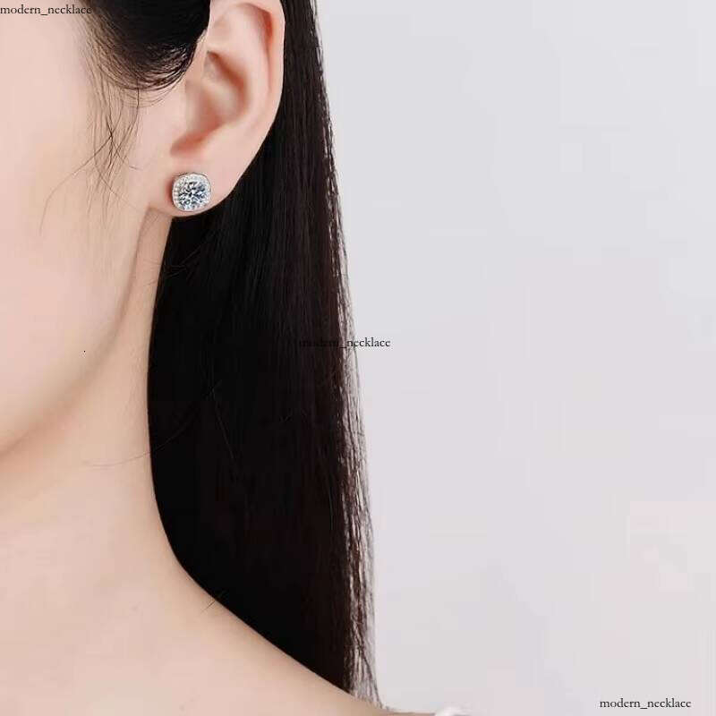 Premium Women's VVS Moissanite Geometric Square Fashion Pure Silver S925 Jewelry Gift VVs1 Inlaid Stone Earrings