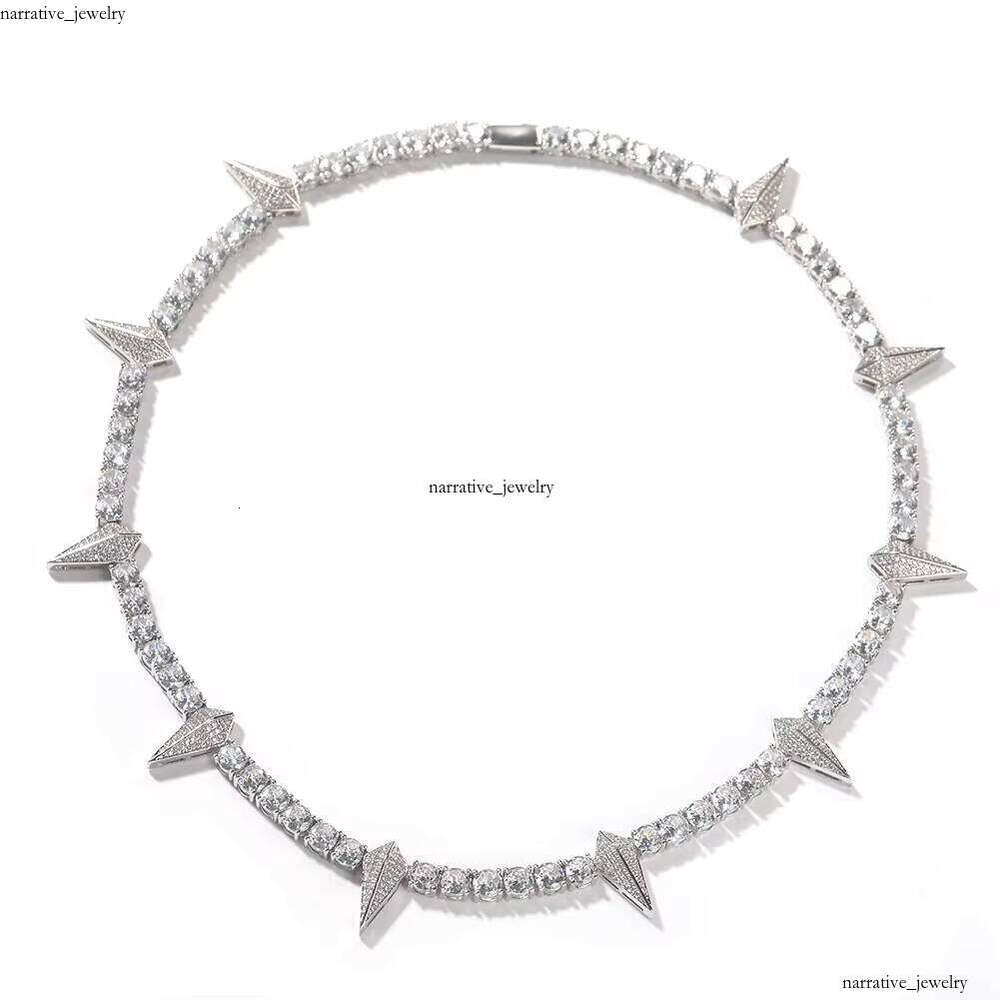 DY Hip-Hop Black Panther Style VVS Moissanite Wolf Tooth Necklace Straight Pull Spring Clasp Tennis Chain