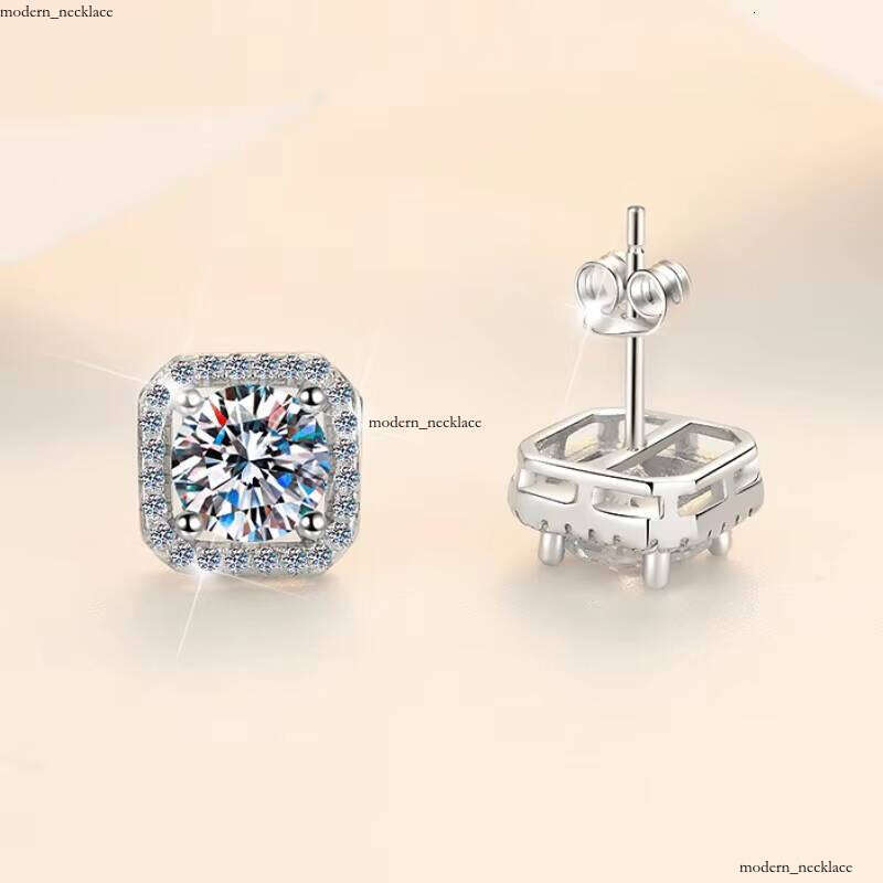 Premium Women's VVS Moissanite Geometric Square Fashion Pure Silver S925 Jewelry Gift VVs1 Inlaid Stone Earrings