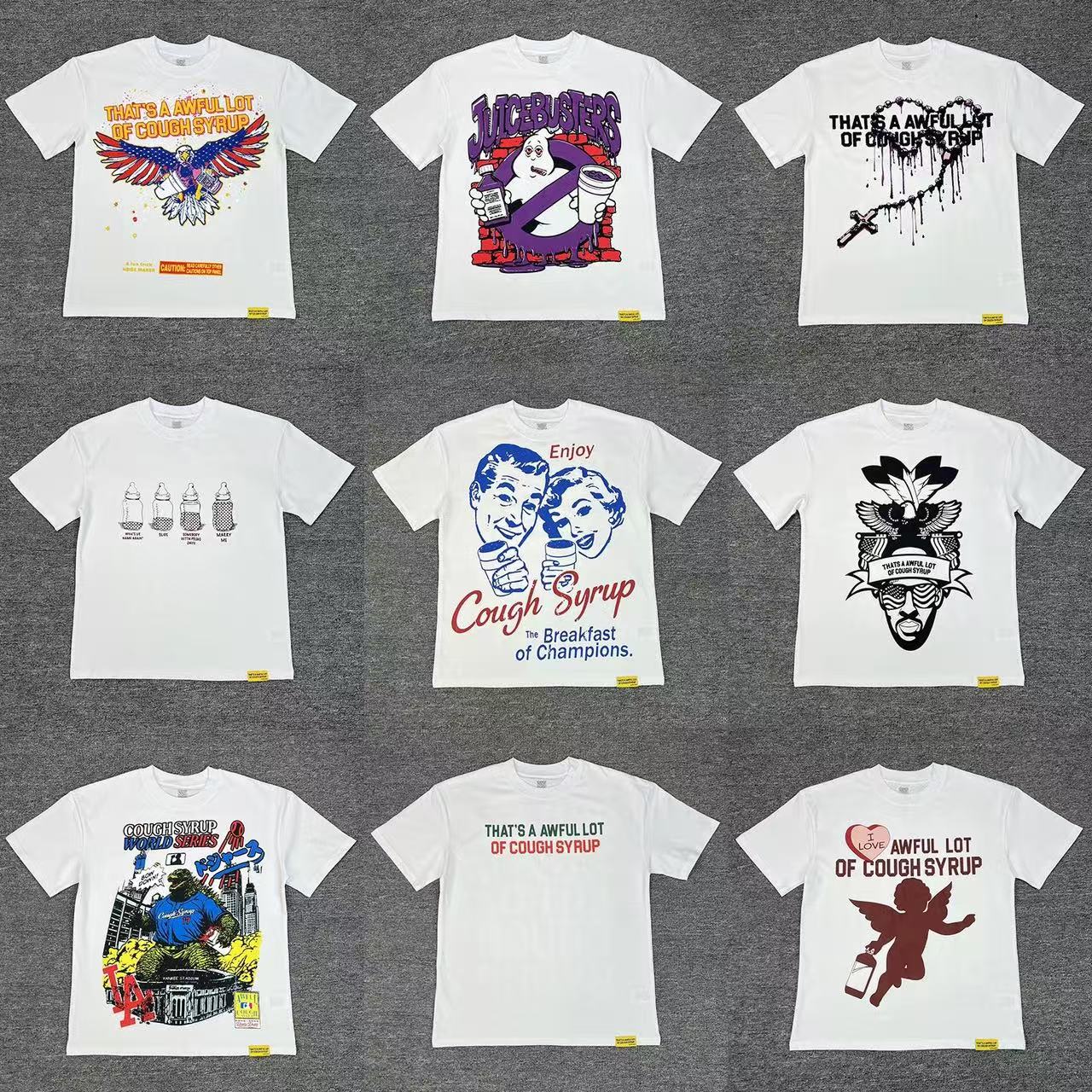 Awful Lot Of Cough Syrup Designer T shirt Men Graphic Tees T shirt Designer Tee Shirt Homme Mens Tshirt Luxury High Street Cotton Top