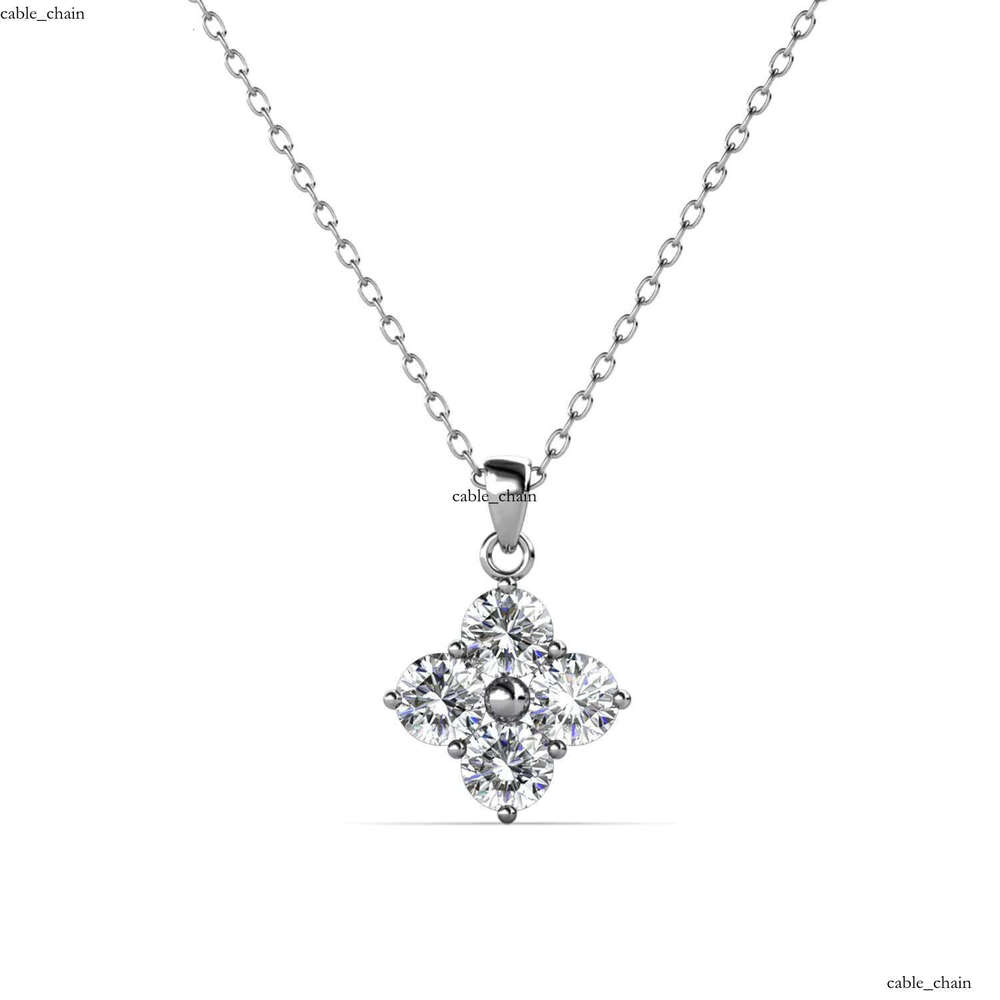 Simple Square Pendant Daisini 925 Silver Embellished with Crystals High-Quality Jewelry Women's Small Necklace