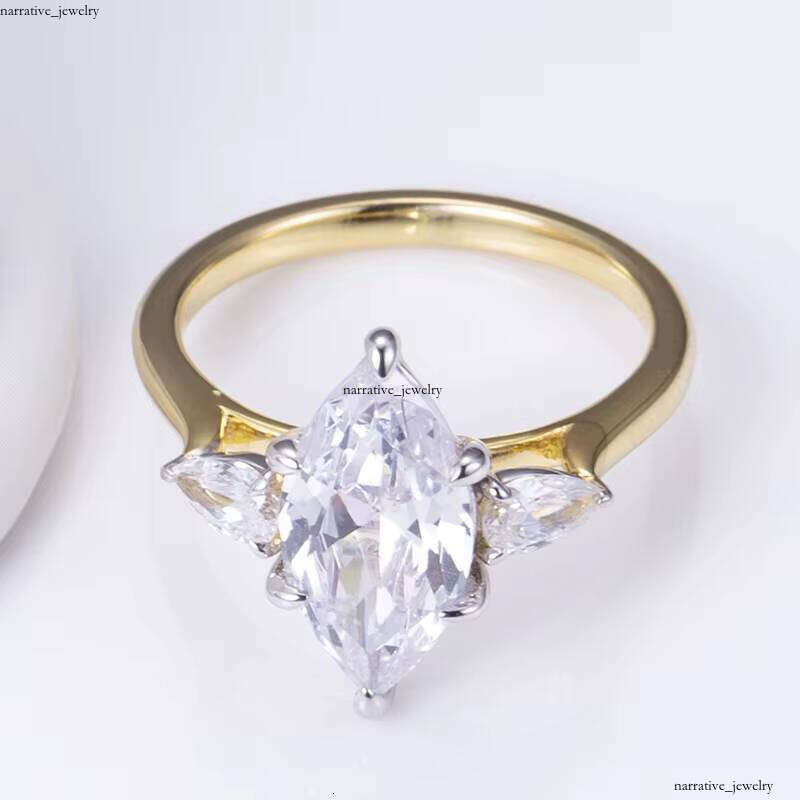 Messi Gemstone MSR-720 925 Silver 14k Gold Marquise Moissanite VVS Moissanite Engagement Ring