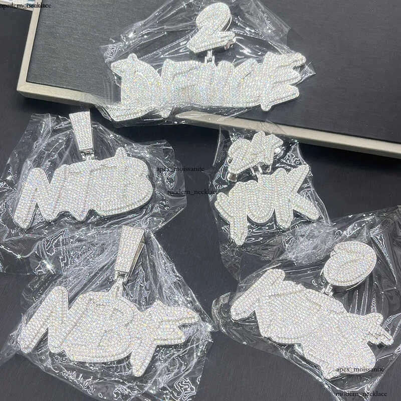 High Quality Custom Styles Letter Silver 925 Moissanite Iced Out Name Pendant Necklace For Men Hip Hop Jewelry Gifts 06