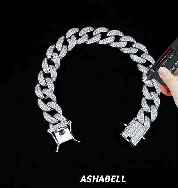 Pass Tester 925 Silver Moissanite VVS Moissanite Miami Iced Out 18k Gold HipHop Necklace Mens Cuban Link Chain