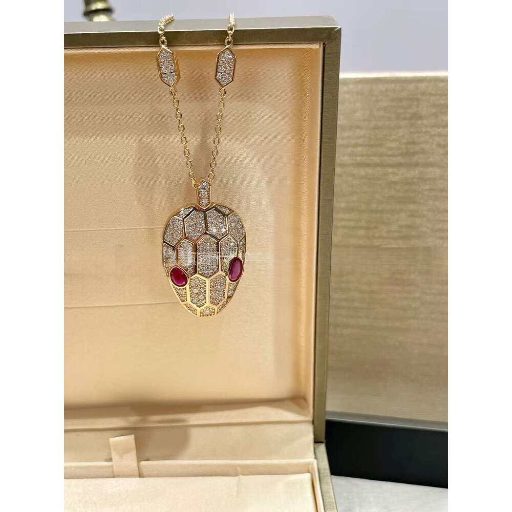 Snake Head Pendant Necklace Trendy Diamond-Studded Collar Chain Rose Gold and White Gold Plated Jewelry